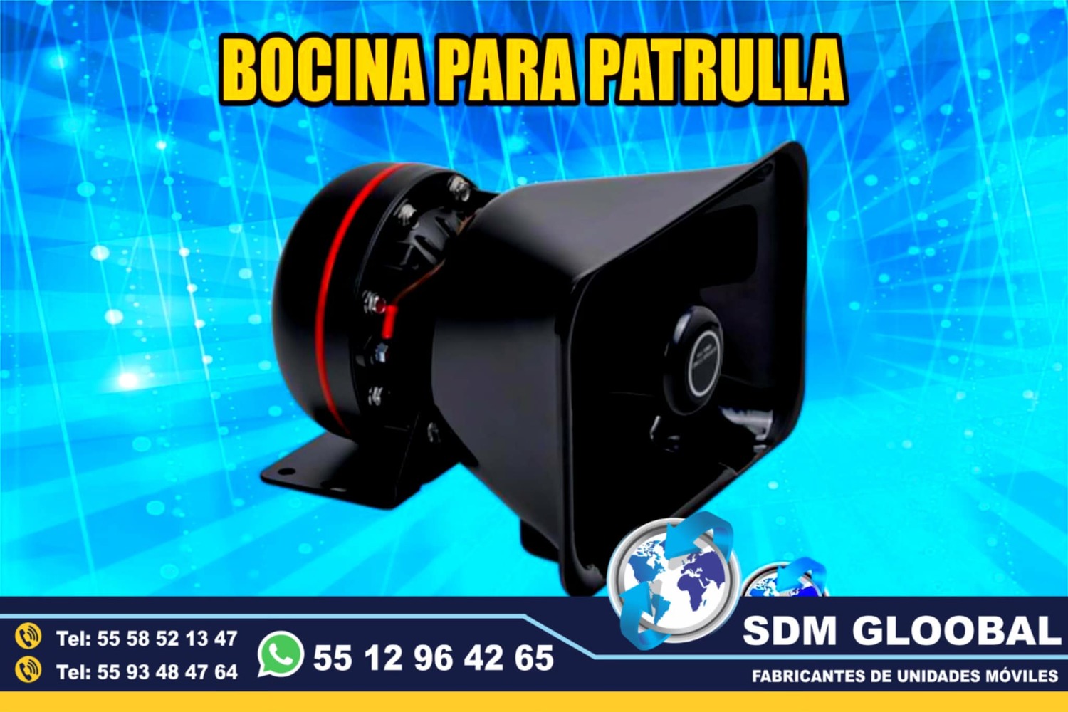 Venta de Bocina para patrullas pick up, sedan y motopatrullas en Mexico 