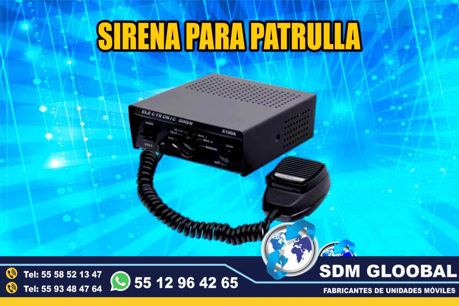 Venta de Sirena para patrullas pick up, sedan y motopatrullas en Mexico 