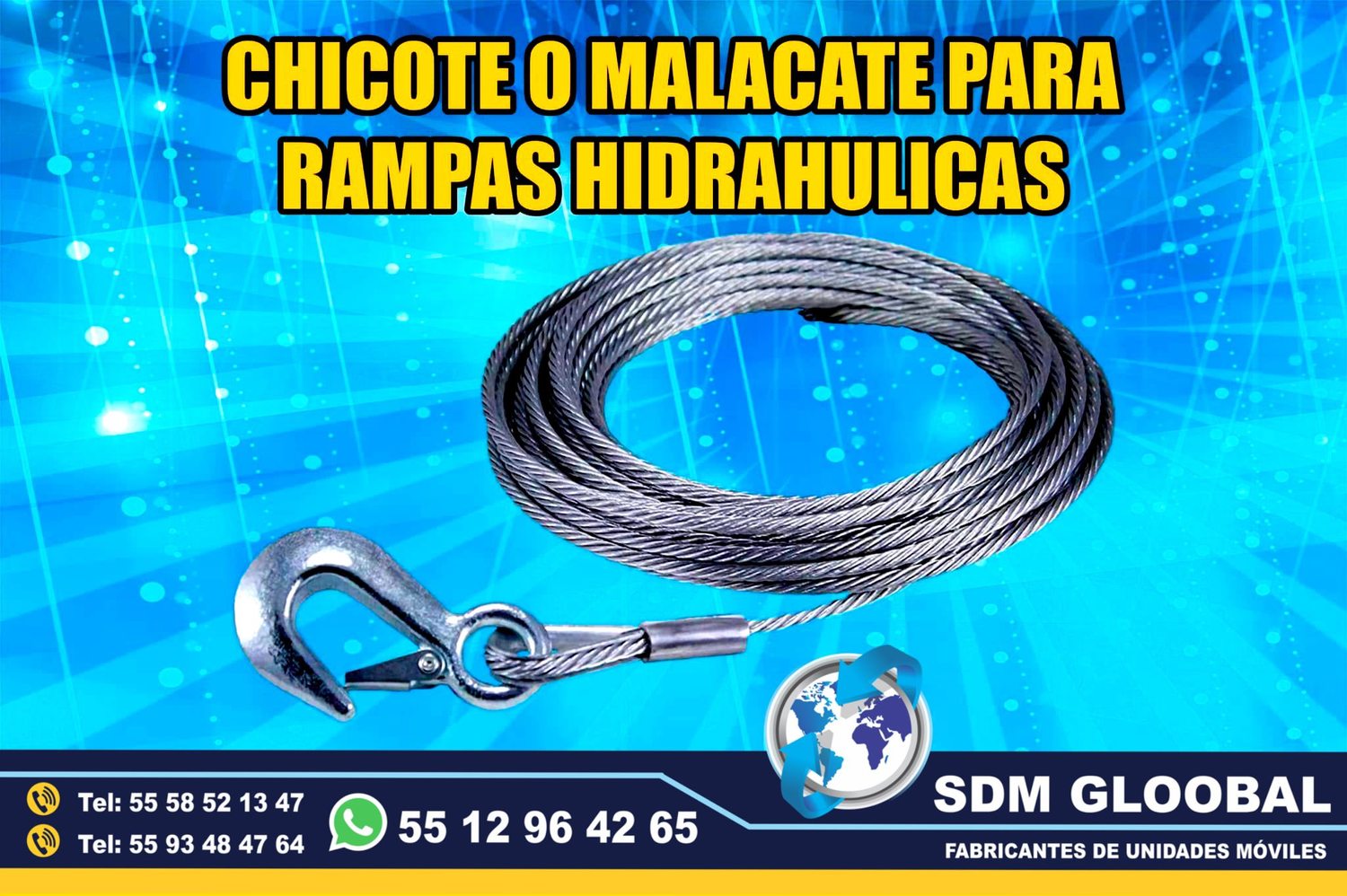 Venta de Chicote o malacate para Rampas Hidraulicas de carga<br>