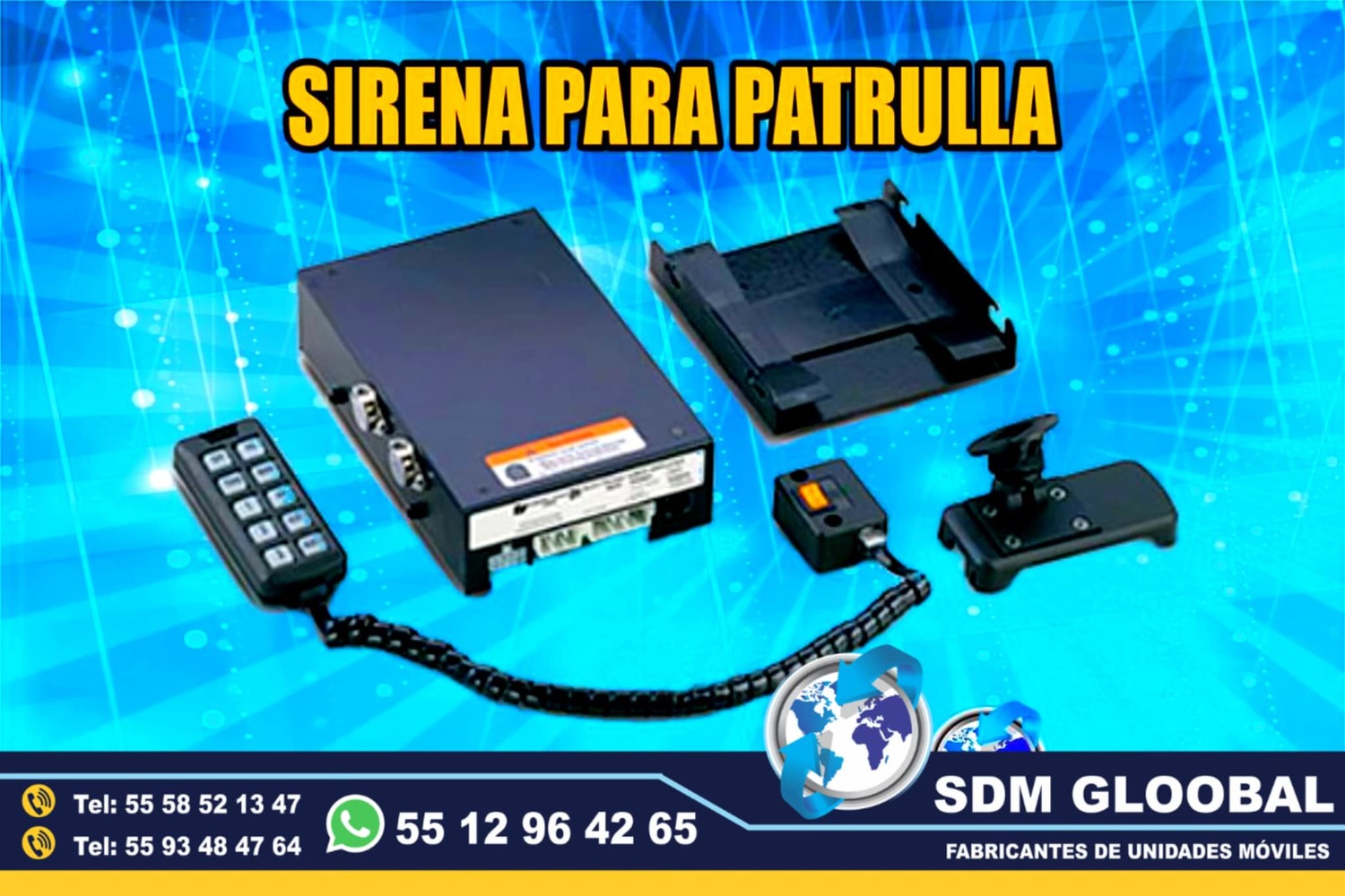Venta de Sirena para patrullas pick up, sedan y motopatrullas en Mexico